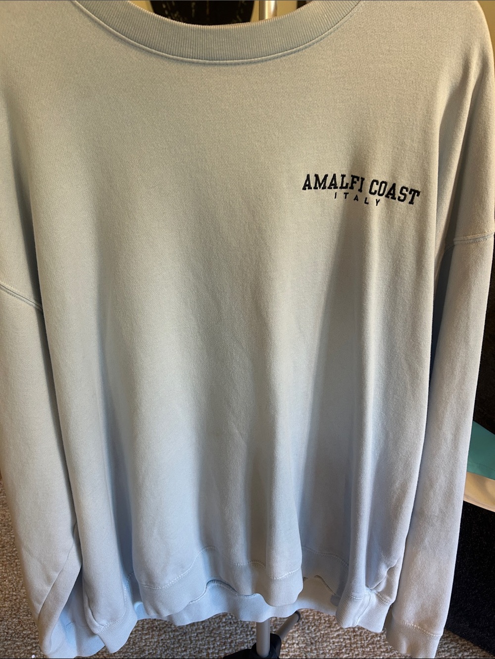 Aeropostale Men's Amalfi Coast Crewneck Sweatshirt - Pale Blue with Black Logo